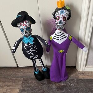 Day of‎ the Dead Skeleton Couple Plush Dolls Halloween Decor